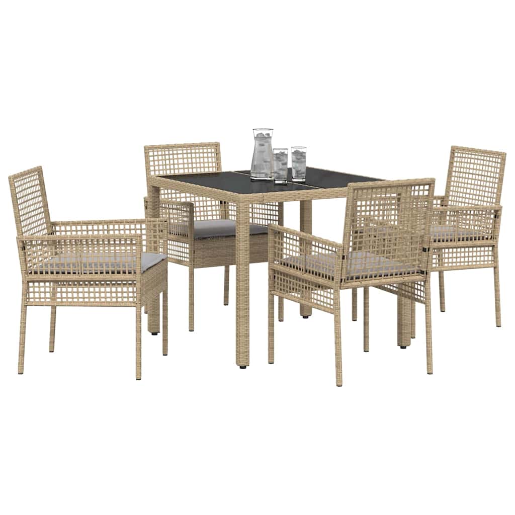 Ensemble de salle à manger pour jardin 5 pcs Beige polyrotin