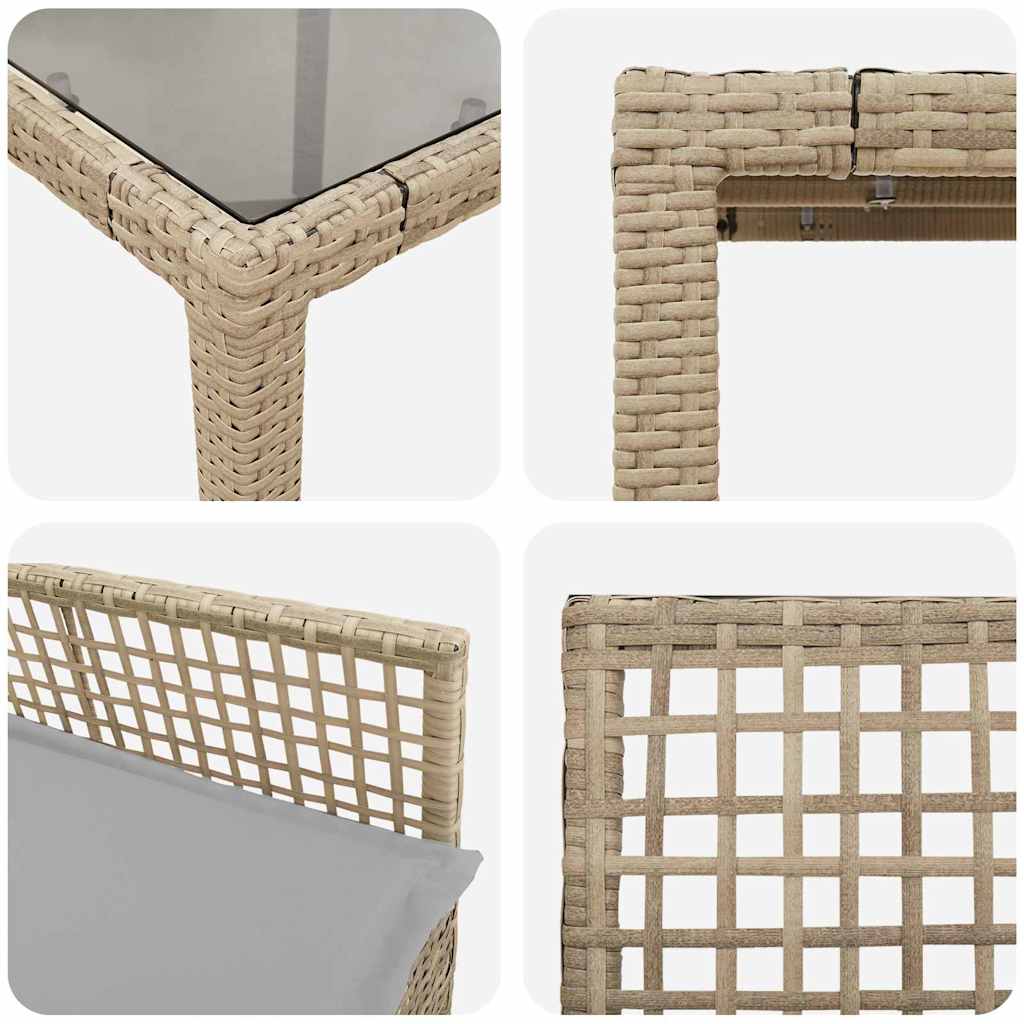 Ensemble de salle à manger pour jardin 9 pcs Beige polyrotin
