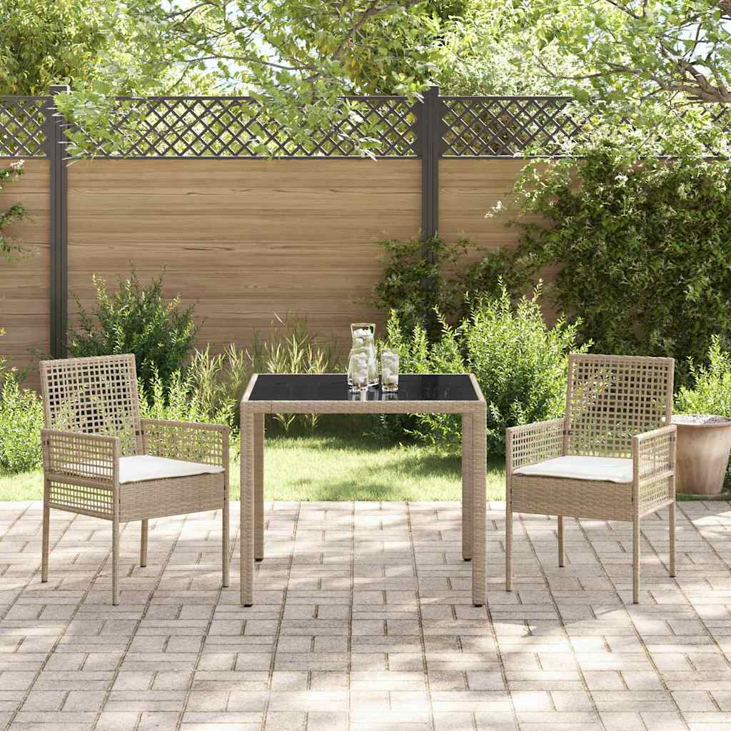 Ensemble de salle à manger pour jardin 3 pcs Beige polyrotin