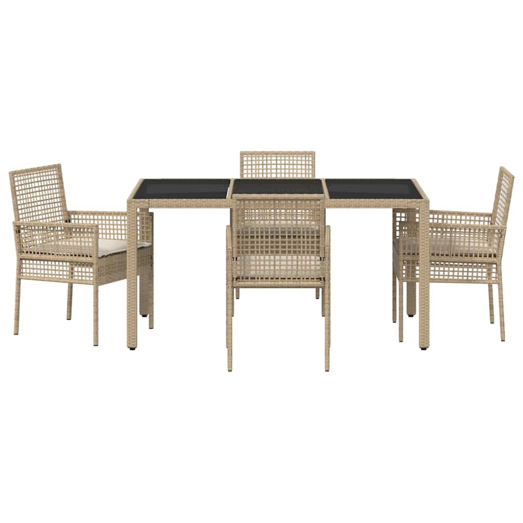 Ensemble de salle à manger pour jardin 5 pcs Beige polyrotin
