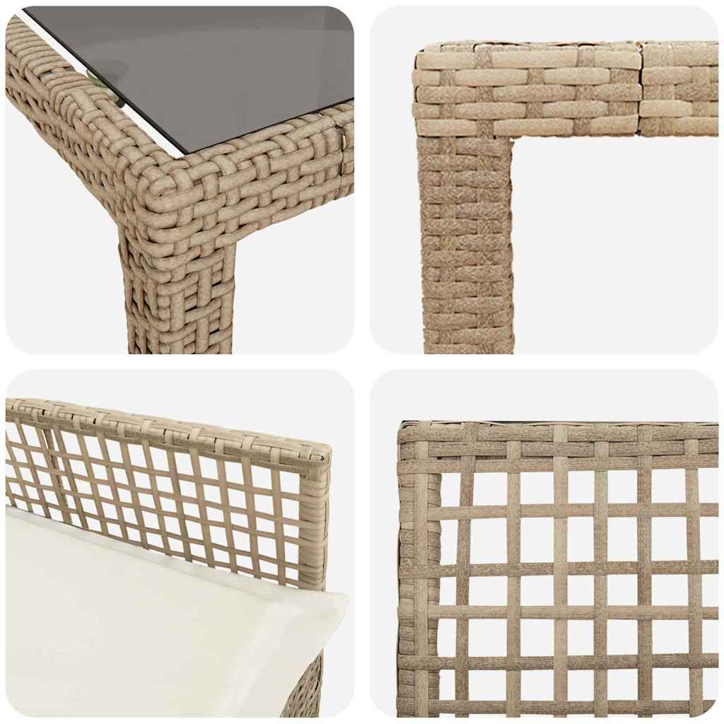 Ensemble de salle à manger pour jardin 9 pcs Beige polyrotin