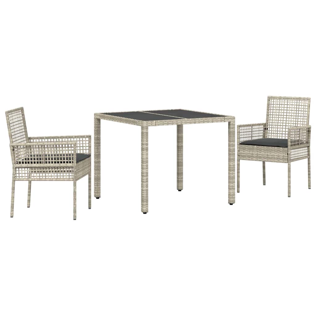 Ensemble de salle à manger pour jardin 3 pcs Gris clair
