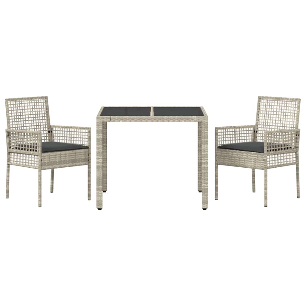 Ensemble de salle à manger pour jardin 3 pcs Gris clair