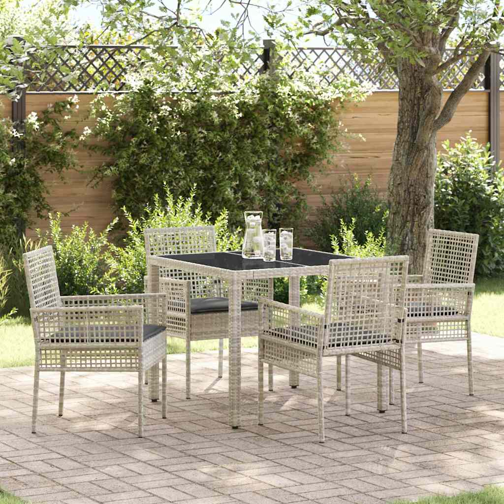 Ensemble de salle à manger pour jardin 5 pc Gris clair