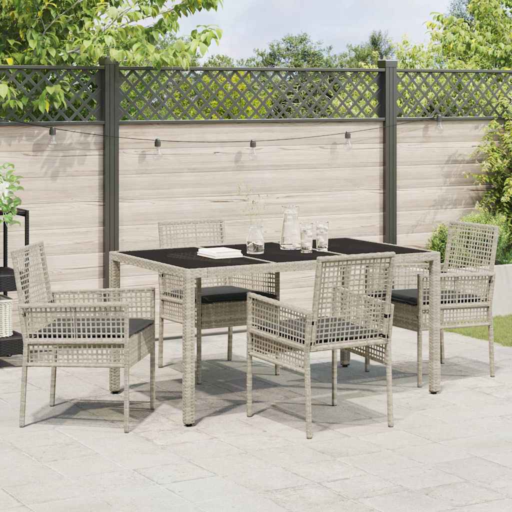 Ensemble de salle à manger pour jardin 5 pc Gris clair
