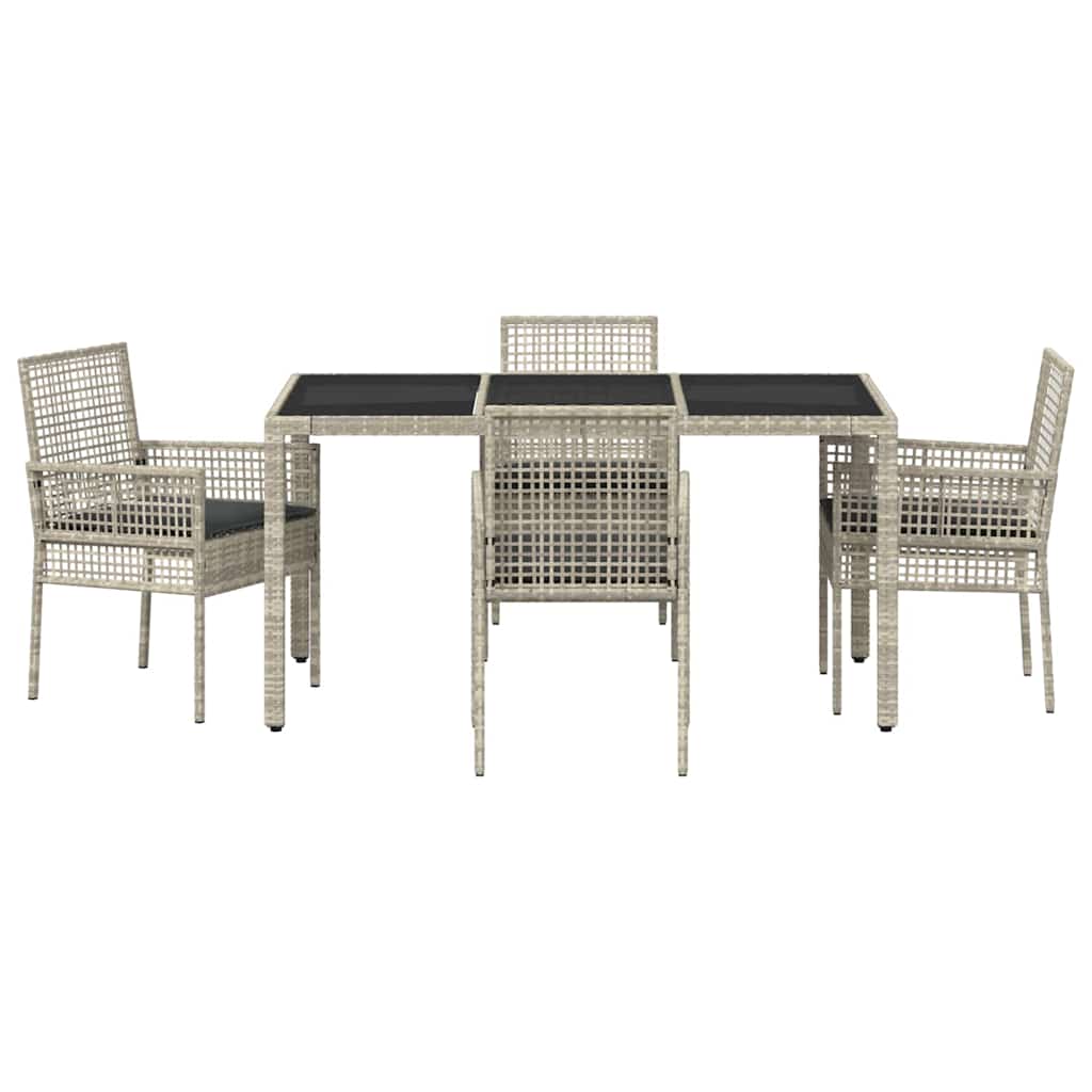 Ensemble de salle à manger pour jardin 5 pc Gris clair