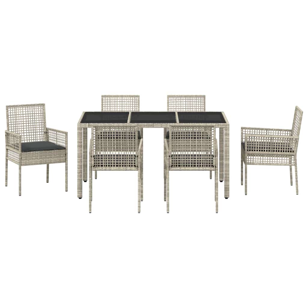 Ensemble de salle à manger pour jardin 7 pcs Gris clair