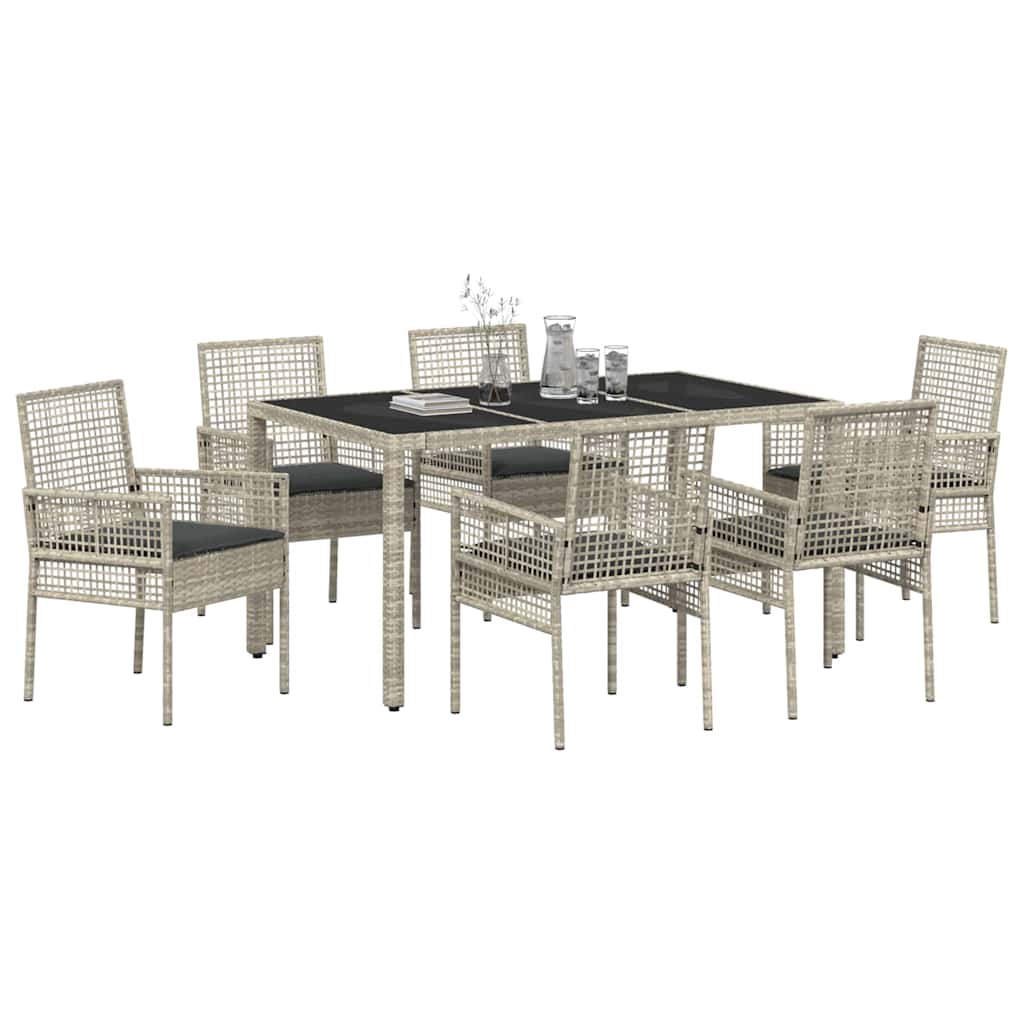 Ensemble de salle à manger pour jardin 7 pcs Gris clair