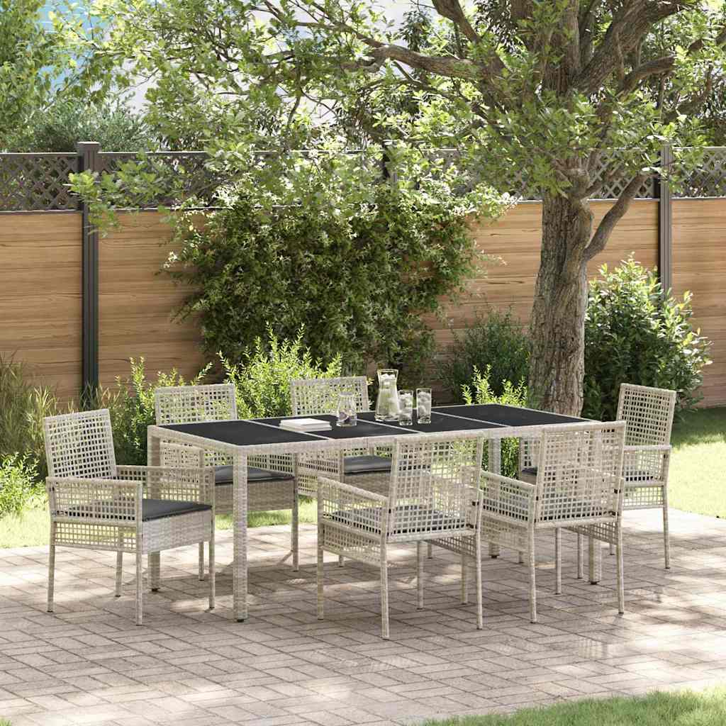 Ensemble de salle à manger pour jardin 7 pcs Gris clair