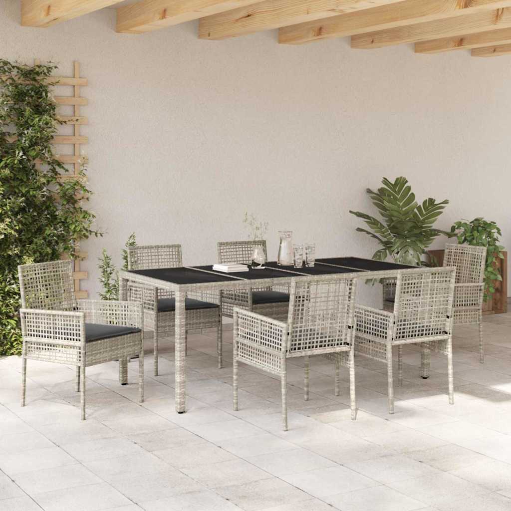 Ensemble de salle à manger pour jardin 7 pcs Gris clair