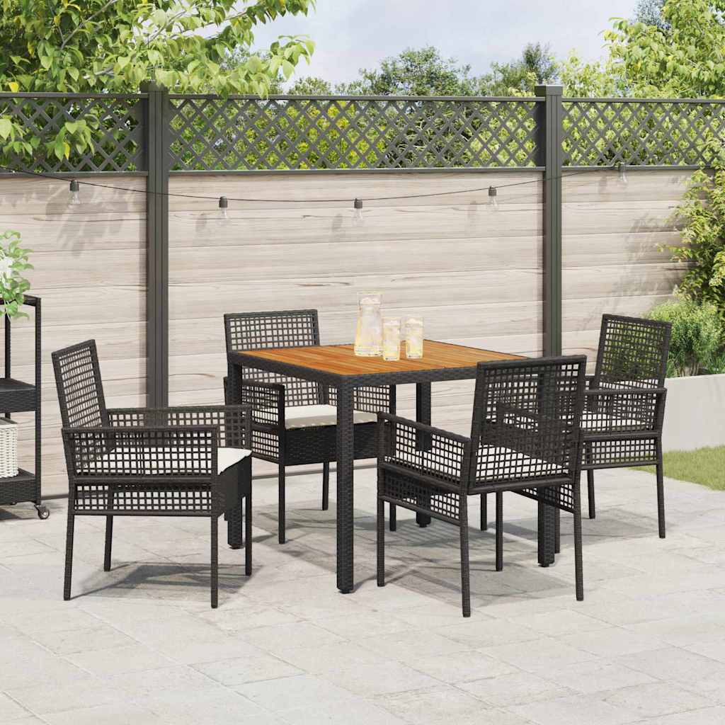 Ensemble de salle à manger pour jardin 5 pcs Noir polyrotin