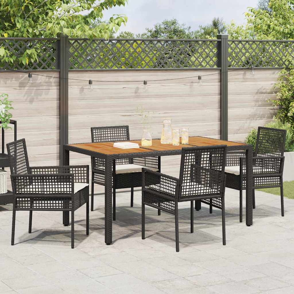 Ensemble de salle à manger pour jardin 5 pcs Noir polyrotin