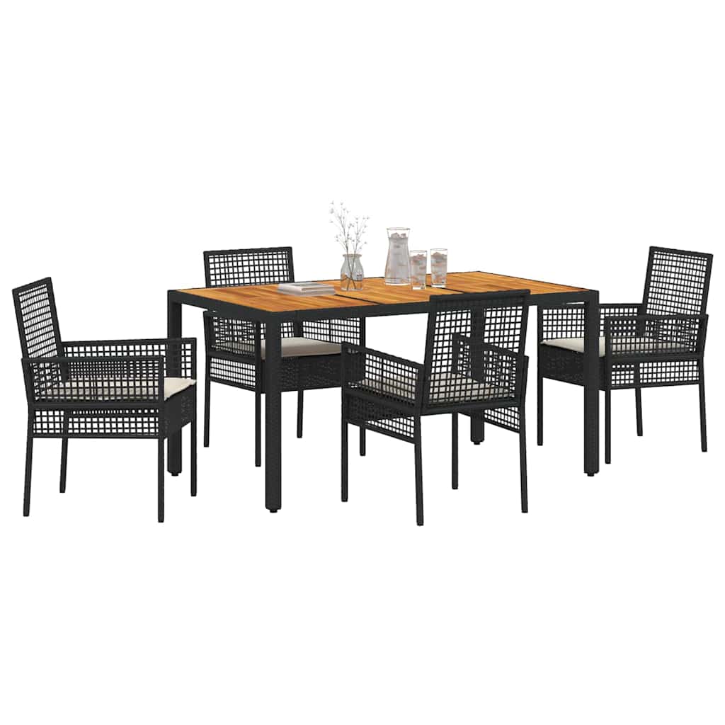 Ensemble de salle à manger pour jardin 5 pcs Noir polyrotin