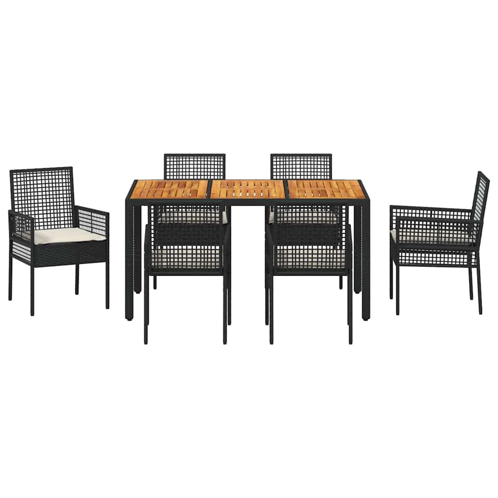 Ensemble de salle à manger pour jardin 7 pcs Noir polyrotin