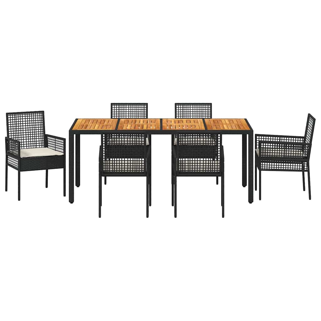 Ensemble de salle à manger pour jardin 7 pcs Noir polyrotin