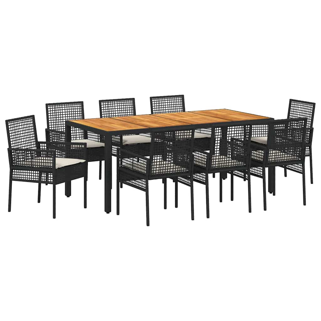 Ensemble de salle à manger pour jardin 9 pcs Noir polyrotin