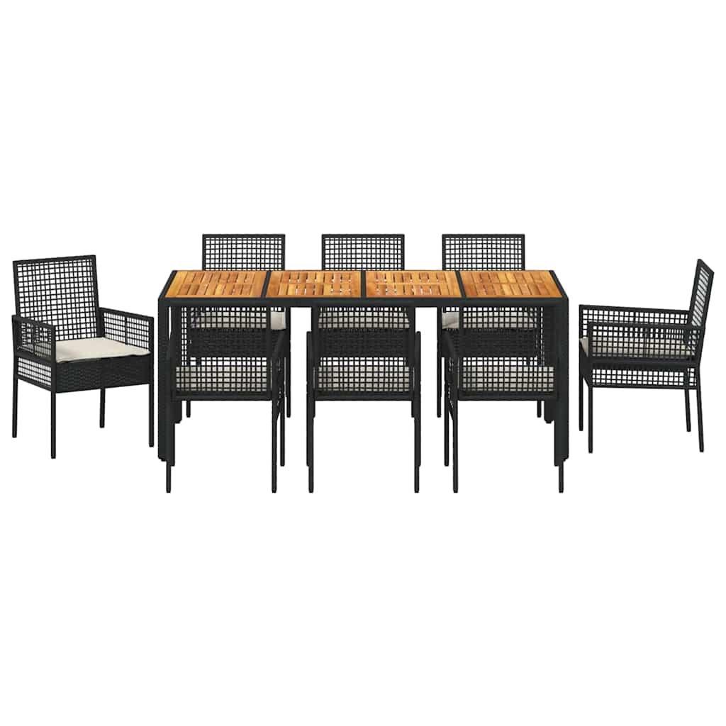 Ensemble de salle à manger pour jardin 9 pcs Noir polyrotin