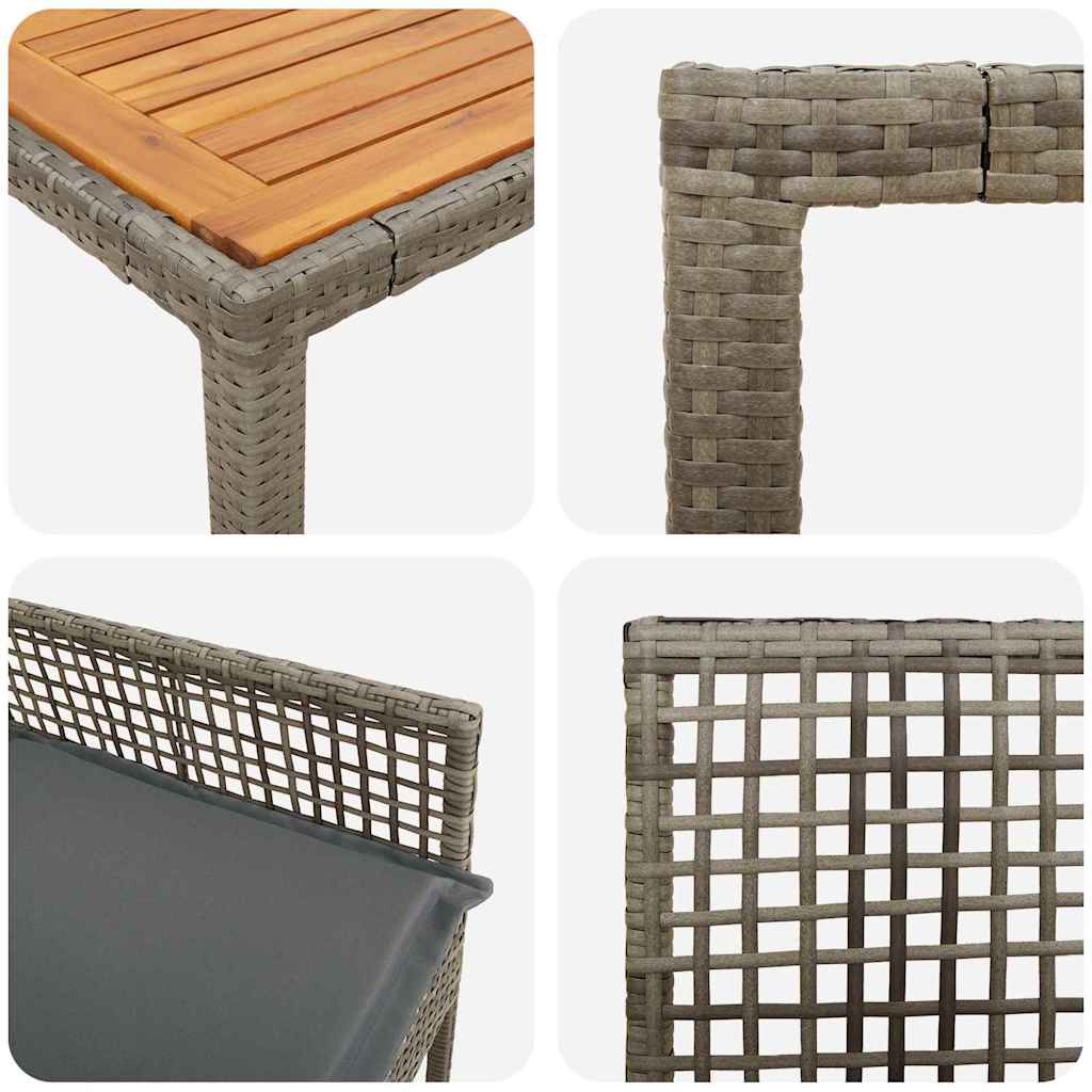 Ensemble de salle à manger pour jardin 3 pcs Gris polyrotin