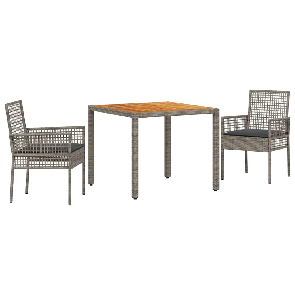 Ensemble de salle à manger pour jardin 3 pcs Gris polyrotin