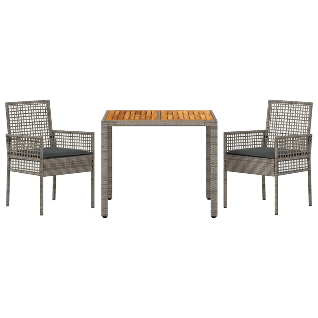 Ensemble de salle à manger pour jardin 3 pcs Gris polyrotin
