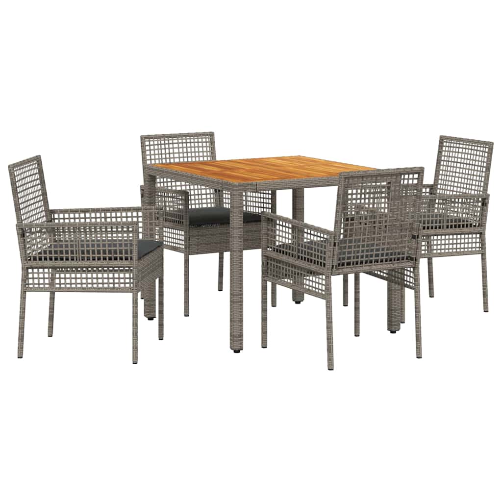 Ensemble de salle à manger pour jardin 5 pcs Gris polyrotin