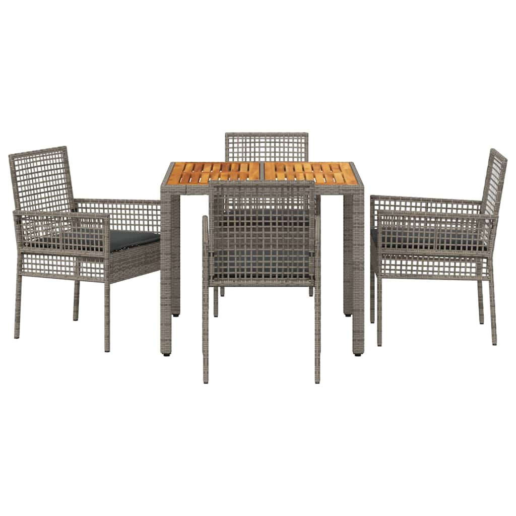Ensemble de salle à manger pour jardin 5 pcs Gris polyrotin