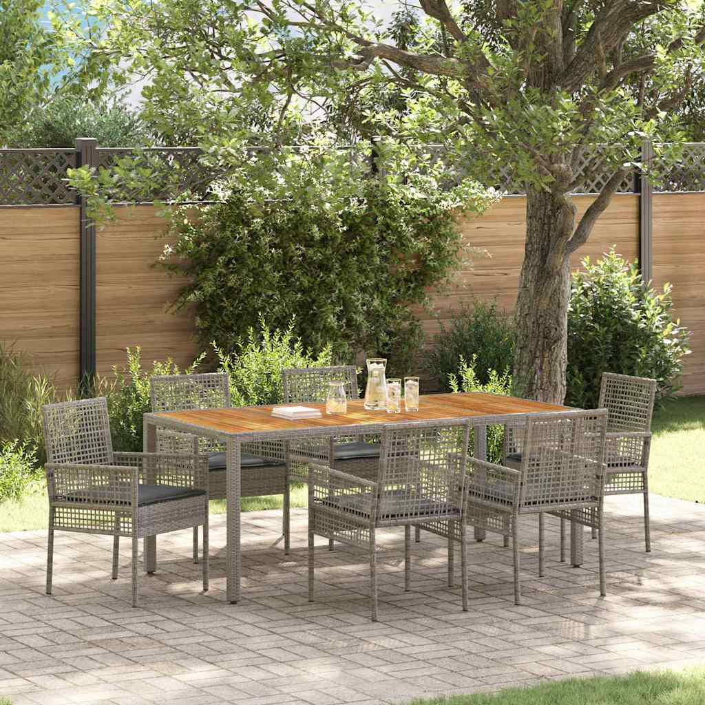Ensemble de salle à manger pour jardin 7 pcs Gris polyrotin