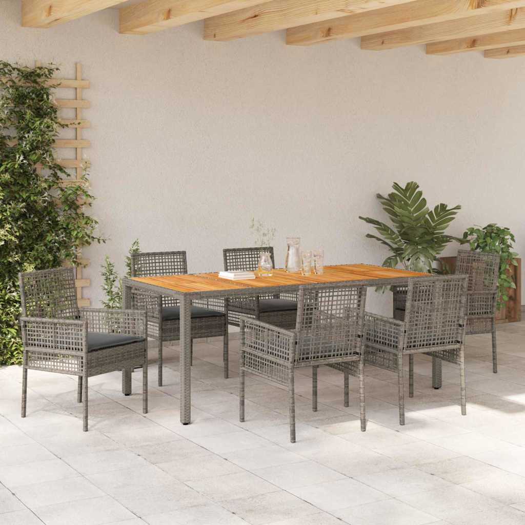 Ensemble de salle à manger pour jardin 7 pcs Gris polyrotin
