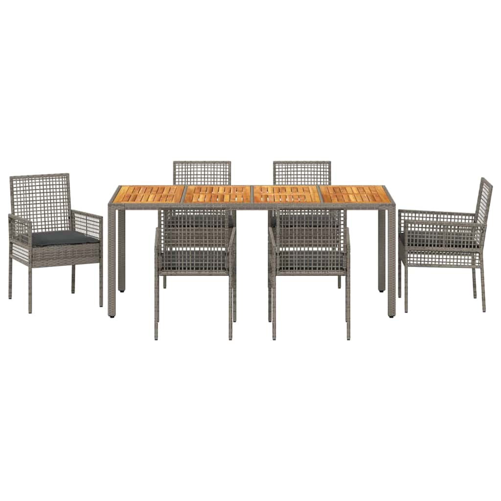 Ensemble de salle à manger pour jardin 7 pcs Gris polyrotin
