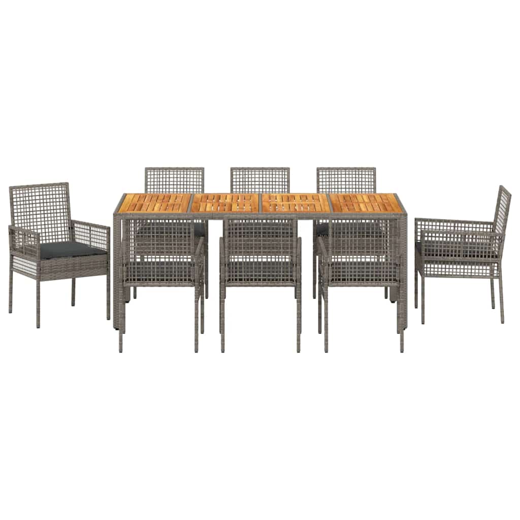 Ensemble de salle à manger pour jardin 9 pcs Gris polyrotin