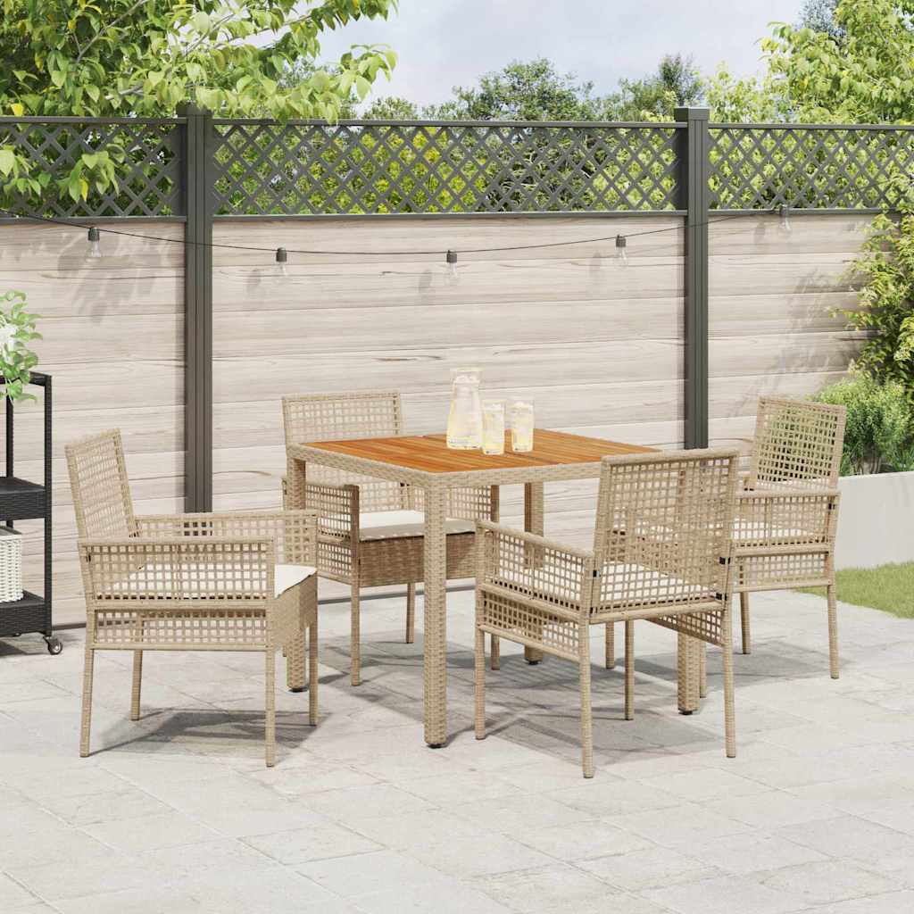Ensemble de salle à manger pour jardin 5 pcs Beige polyrotin