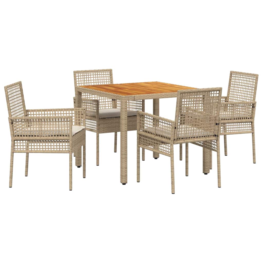 Ensemble de salle à manger pour jardin 5 pcs Beige polyrotin