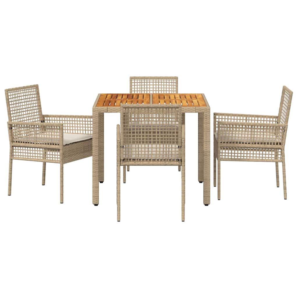 Ensemble de salle à manger pour jardin 5 pcs Beige polyrotin