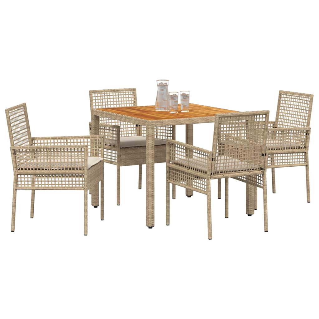 Ensemble de salle à manger pour jardin 5 pcs Beige polyrotin