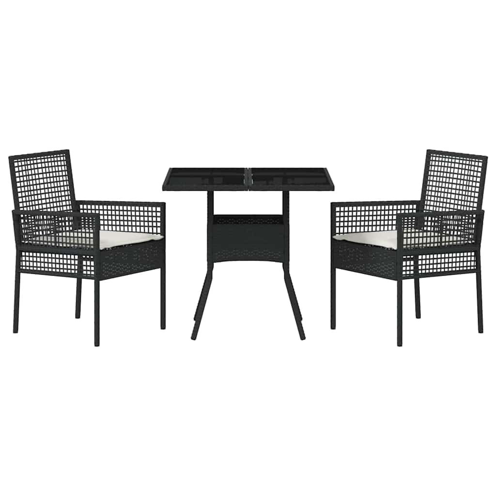 Ensemble de salle à manger pour jardin 3 pcs Noir polyrotin
