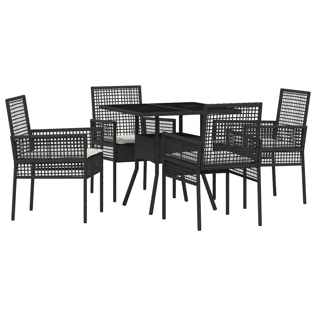 Ensemble de salle à manger pour jardin 5 pcs Noir polyrotin
