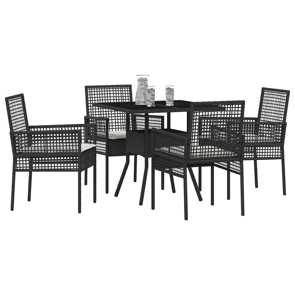 Ensemble de salle à manger pour jardin 5 pcs Noir polyrotin