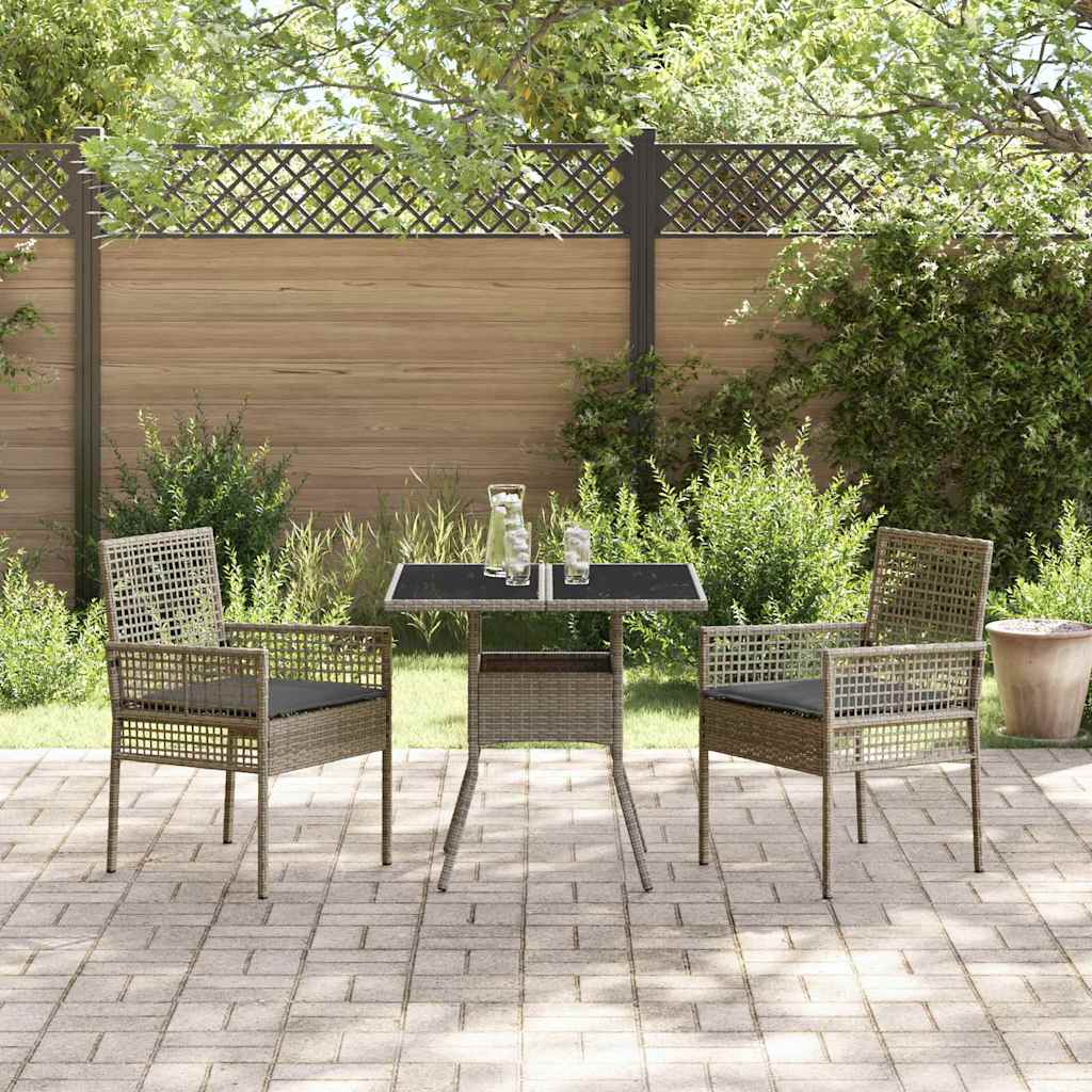 Ensemble de salle à manger pour jardin 3 pcs Gris polyrotin