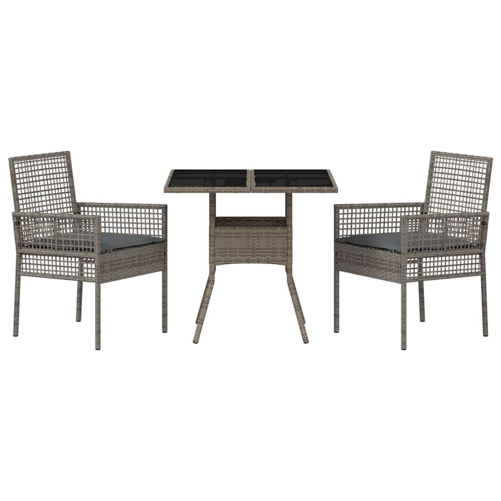 Ensemble de salle à manger pour jardin 3 pcs Gris polyrotin