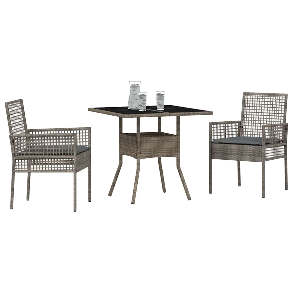 Ensemble de salle à manger pour jardin 3 pcs Gris polyrotin