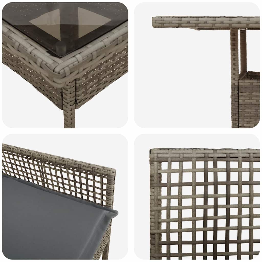 Ensemble de salle à manger pour jardin 5 pcs Gris polyrotin