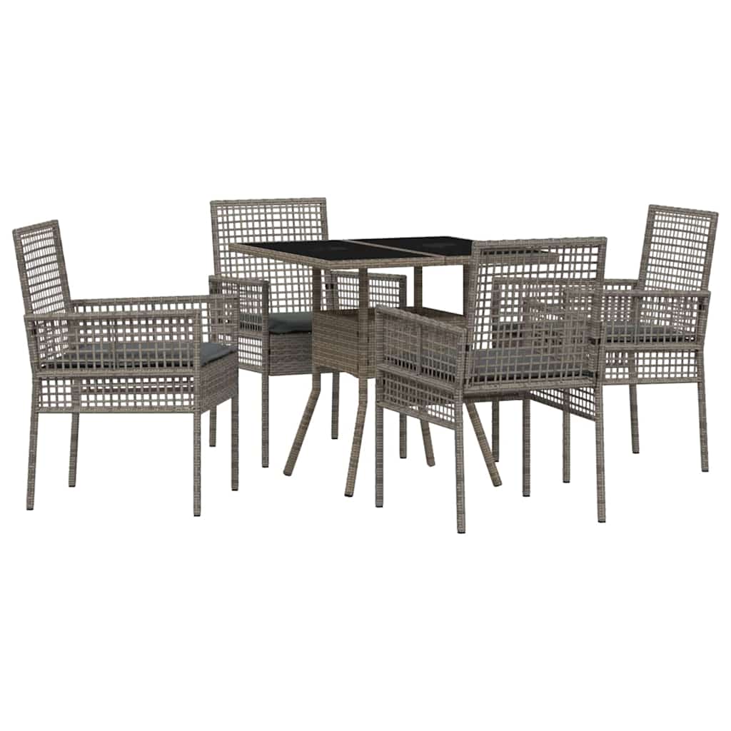 Ensemble de salle à manger pour jardin 5 pcs Gris polyrotin