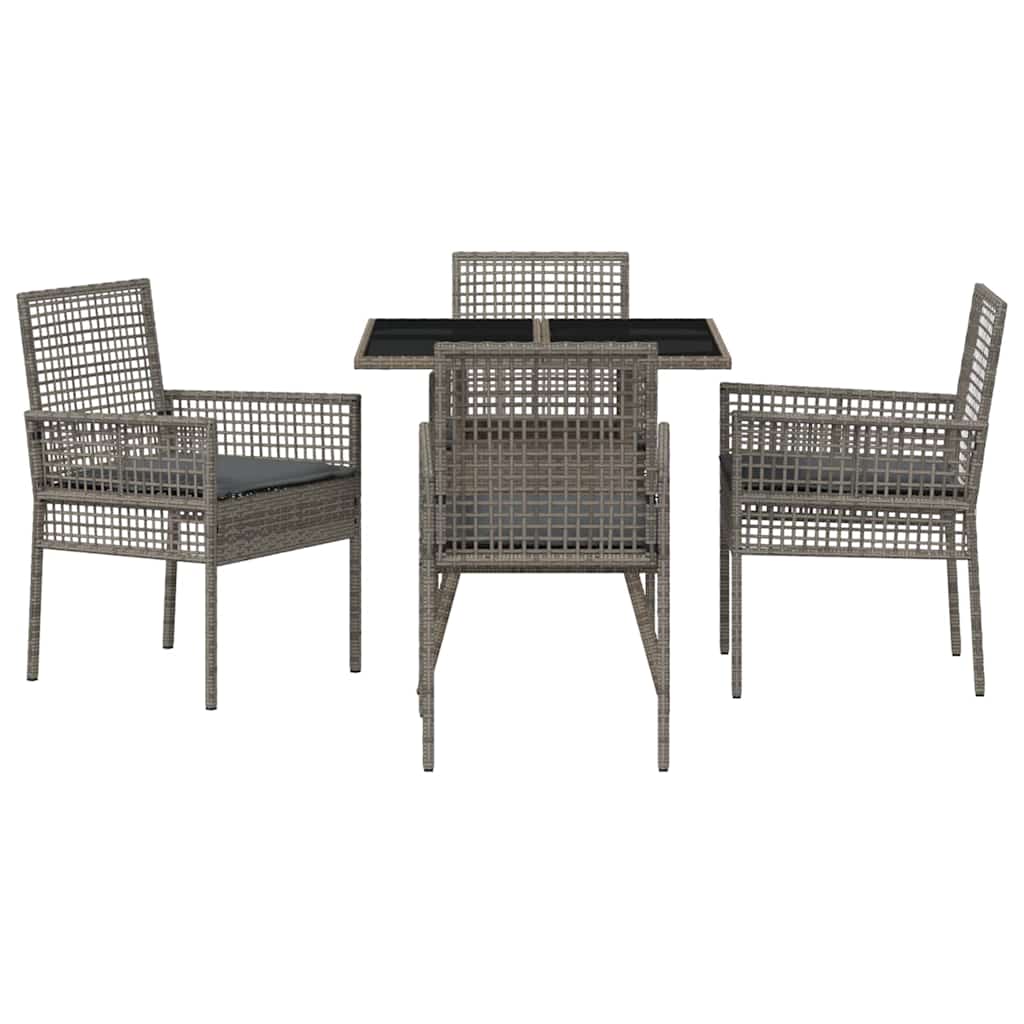 Ensemble de salle à manger pour jardin 5 pcs Gris polyrotin