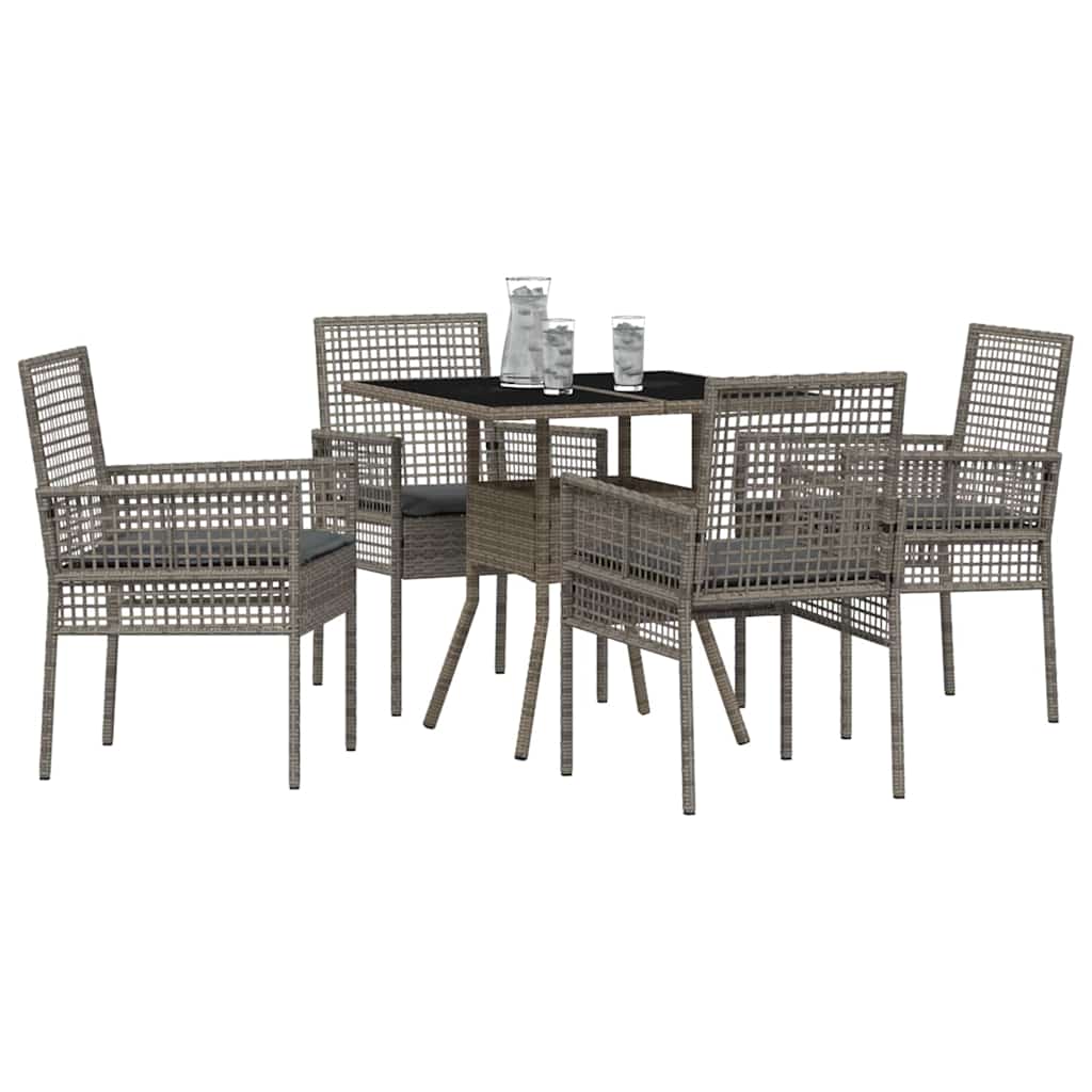 Ensemble de salle à manger pour jardin 5 pcs Gris polyrotin