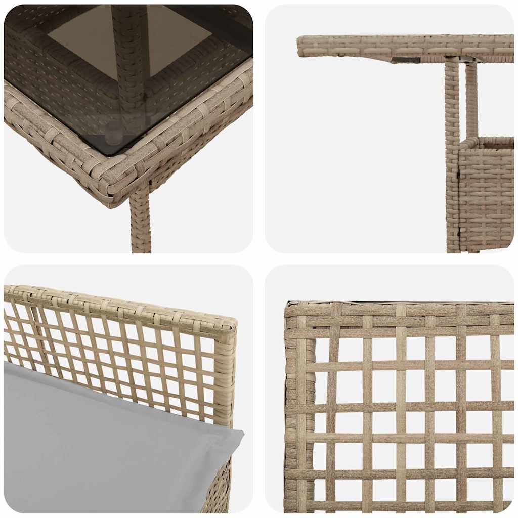 Ensemble de salle à manger pour jardin 3 pc Beige polyrotin
