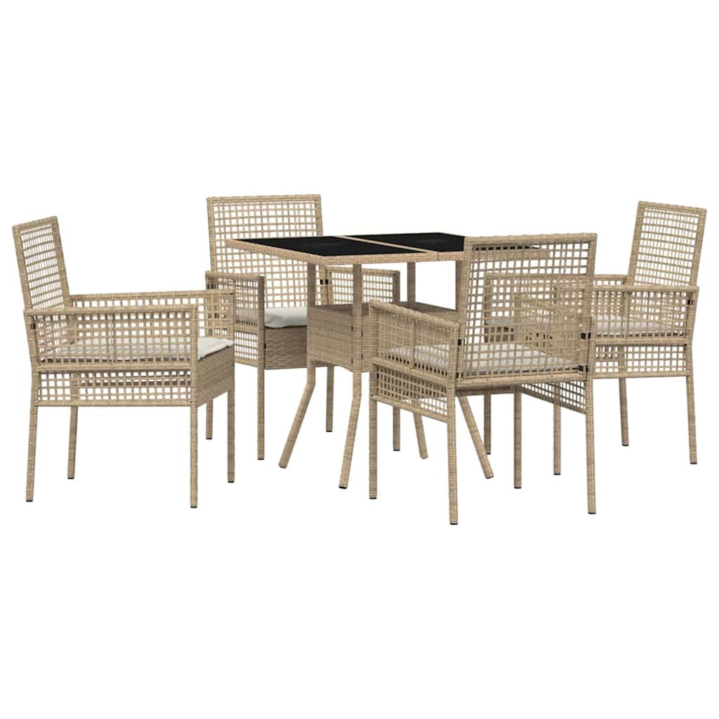 Ensemble de salle à manger pour jardin 5 pc Beige polyrotin