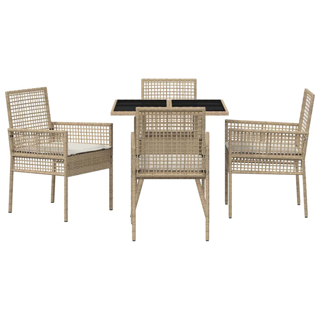 Ensemble de salle à manger pour jardin 5 pc Beige polyrotin