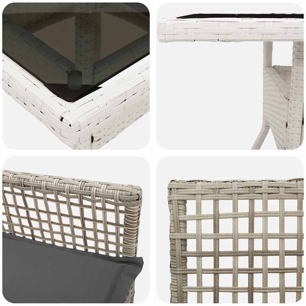 Ensemble de salle à manger pour jardin 3 pcs Gris clair