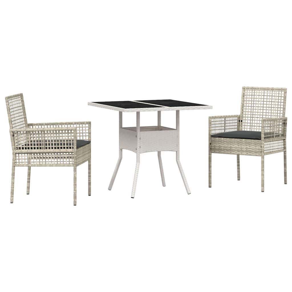 Ensemble de salle à manger pour jardin 3 pcs Gris clair