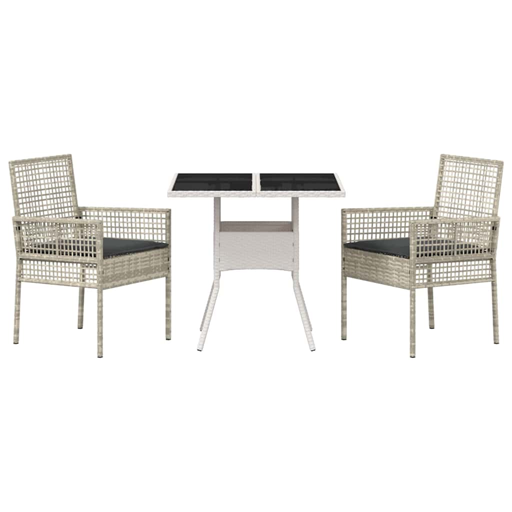 Ensemble de salle à manger pour jardin 3 pcs Gris clair